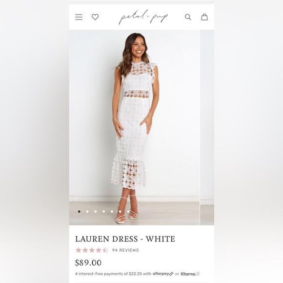 Women’s white lace midi dress with lining to chest and skirt. Never worn. - Picture 2 of 2